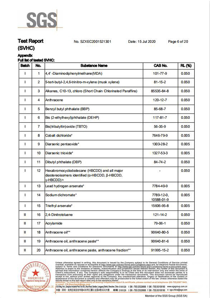 一次性保險(xiǎn)絲REACH報(bào)告