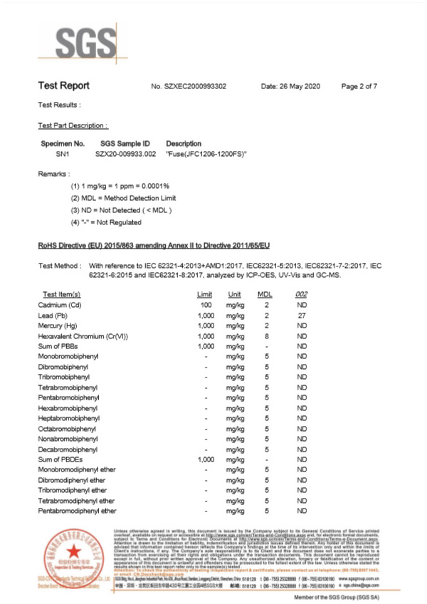 一次性保險(xiǎn)絲sgs